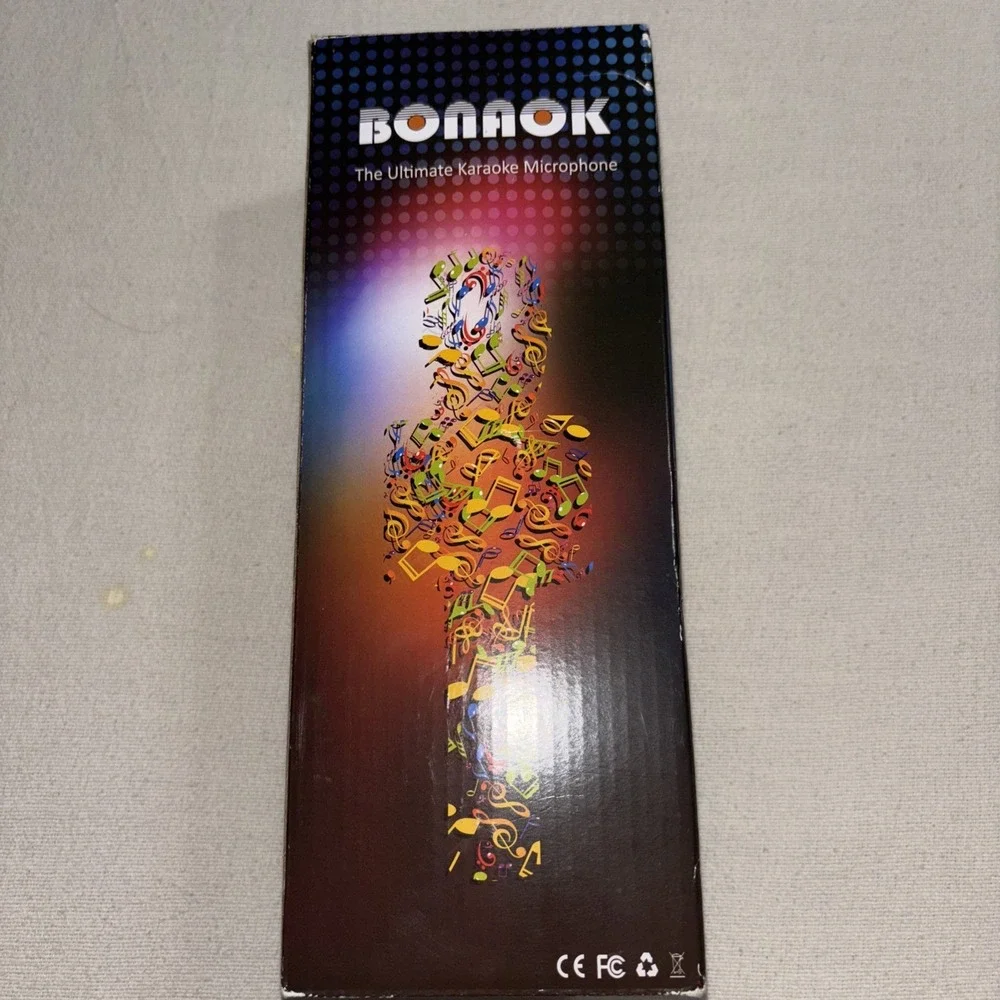 BONAOK Wireless Bluetooth Karaoke Microphone 3 in 1‎ Portable Mic-Rose Gold Case